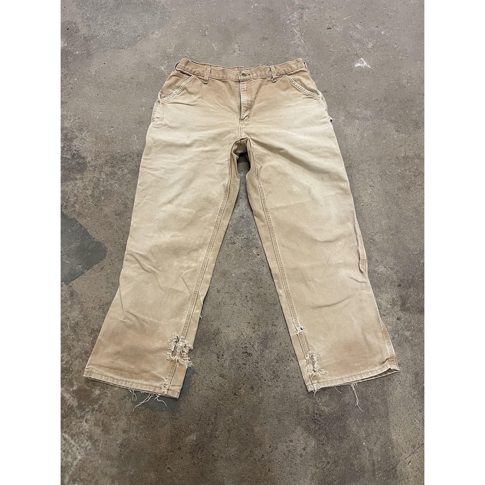 Carhartt Pants Mens 38x32 Brown B11 Canvas Carpenter Relaxed Workwear Dungaree